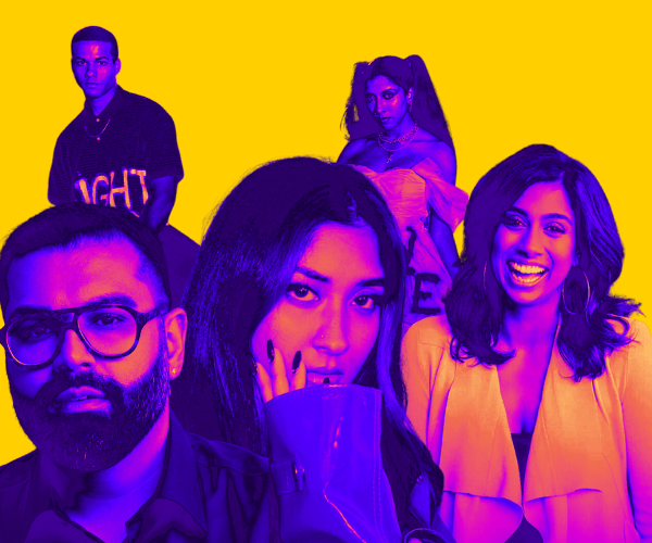 Five guests featured in the article against a yellow background. From left to right: Tarang Chawla, Lakota Johnson, Ashwarya, Sumi Gunaratnam, Tash Menon.